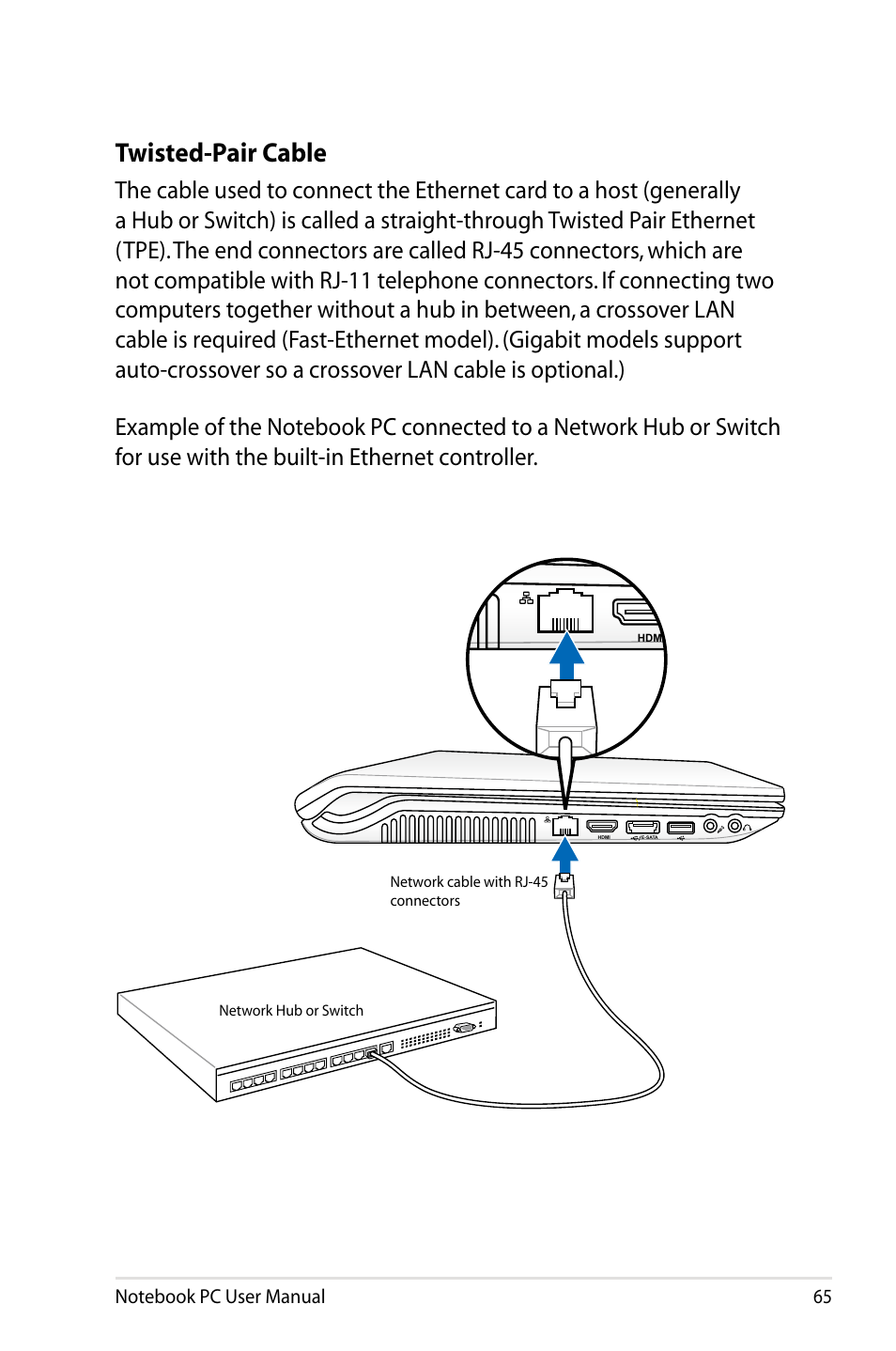 Twisted-pair cable | Asus N43JF User Manual | Page 65 / 112