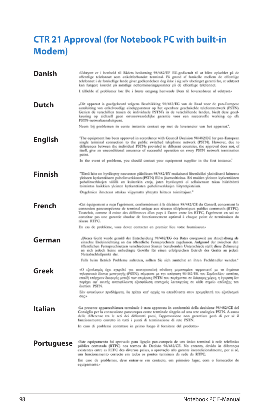 Asus UX42VS User Manual | Page 98 / 102