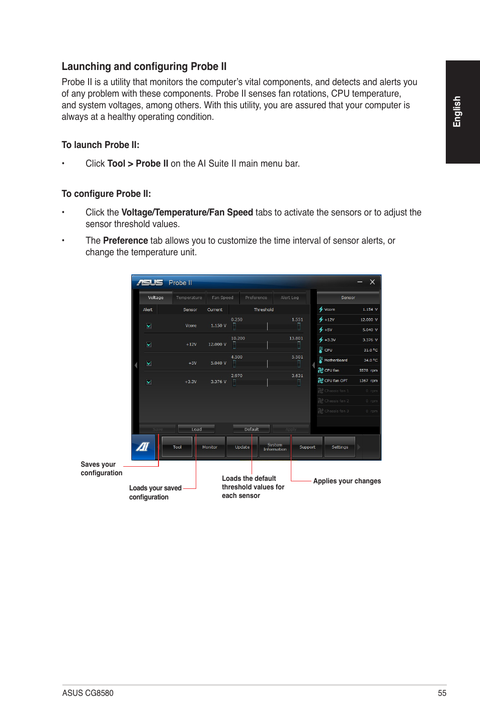 Launching and configuring probe ii | Asus CG8580 User Manual | Page 55 / 82