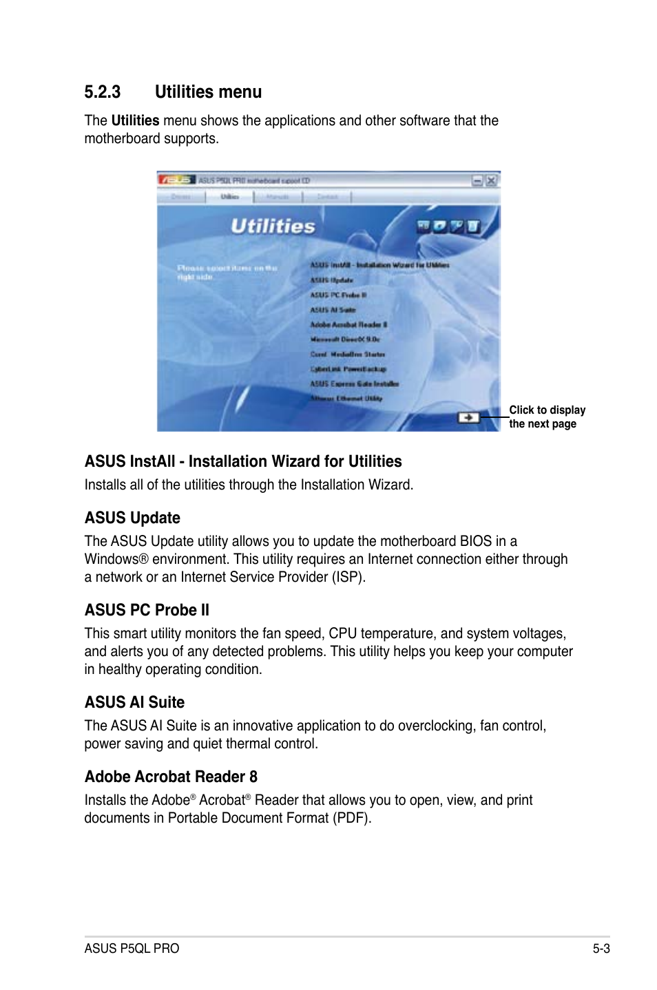 3 utilities menu, Utilities menu -3 | Asus P5QL PRO User Manual | Page 107 / 148