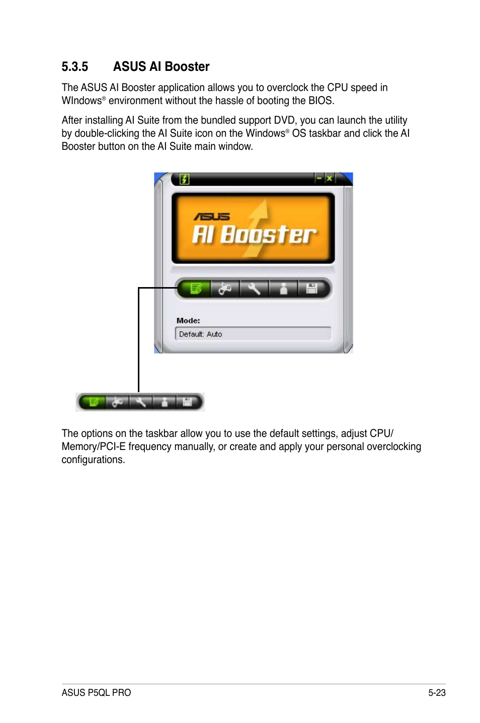 5 asus ai booster, Asus ai booster -23 | Asus P5QL PRO User Manual | Page 127 / 148