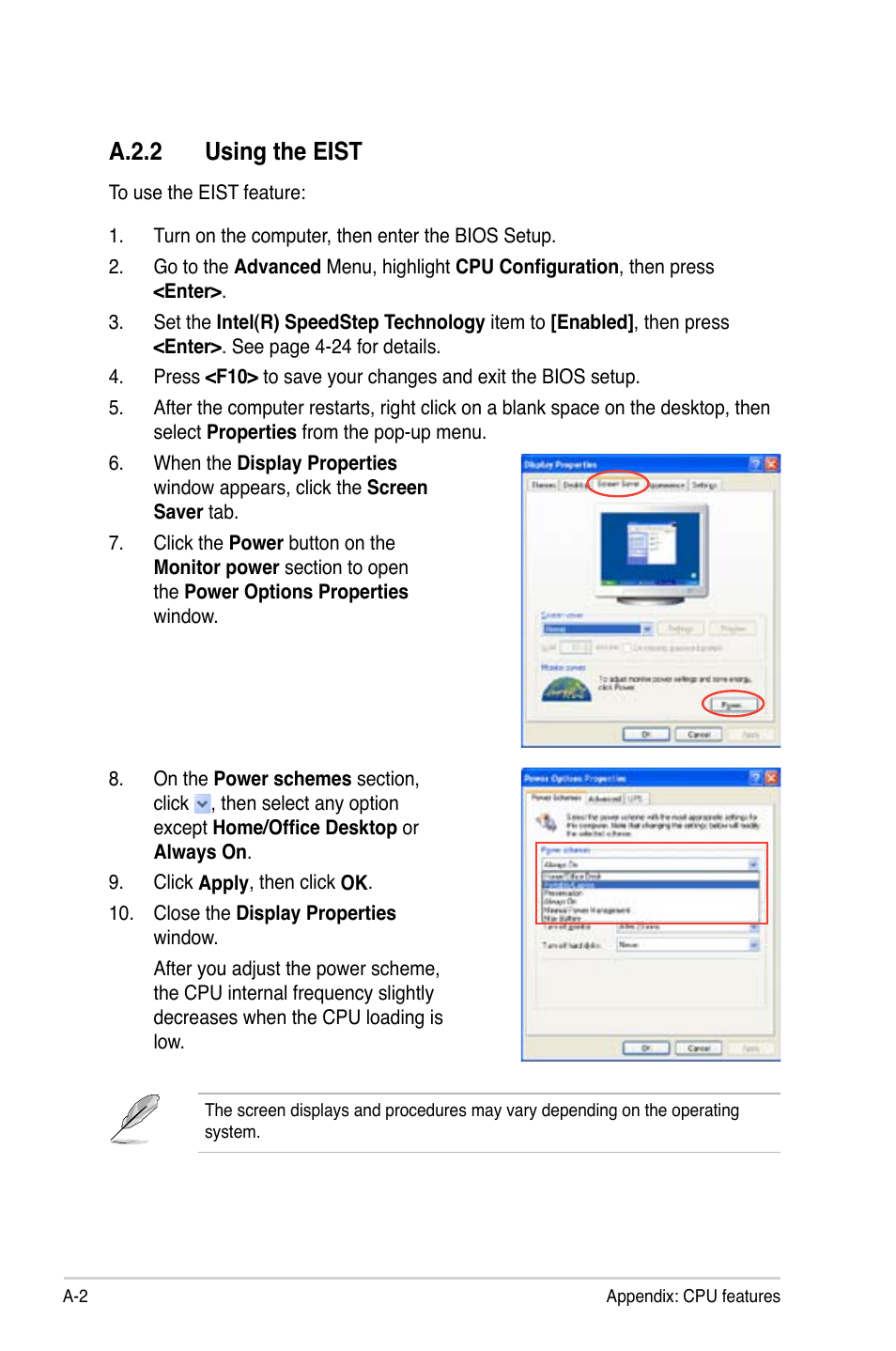 A.2.2 using the eist, A.2.2 | Asus P5QL PRO User Manual | Page 146 / 148