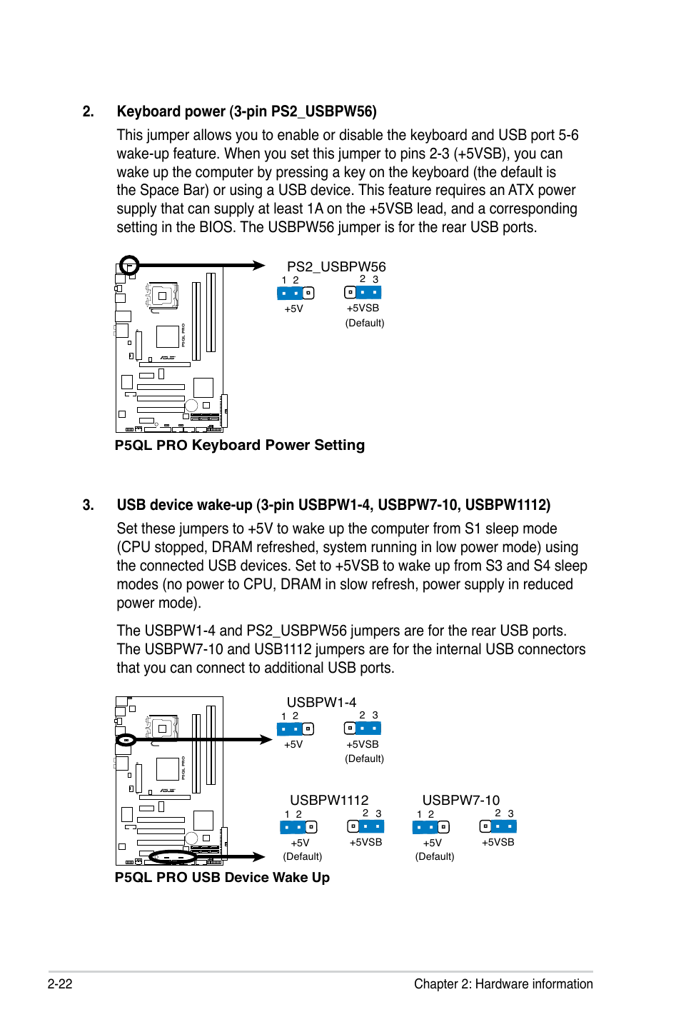 Keyboard power setting | Asus P5QL PRO User Manual | Page 44 / 148