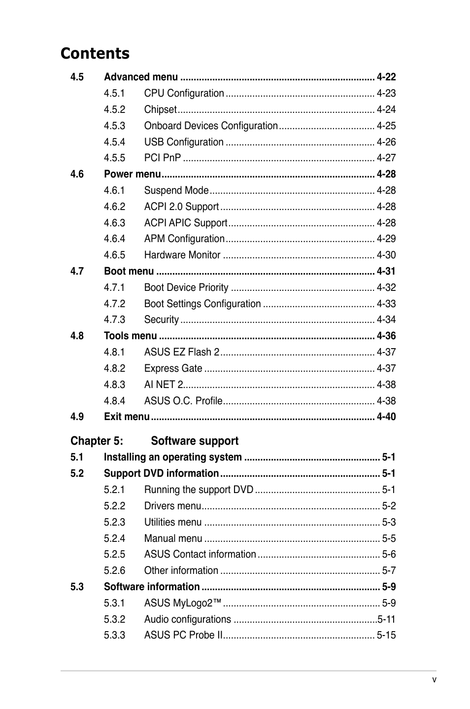 Asus P5QL PRO User Manual | Page 5 / 148
