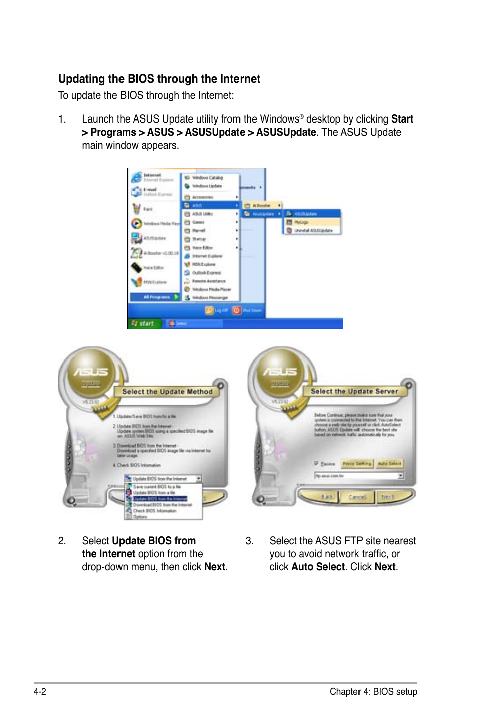 Updating the bios through the internet | Asus P5QL PRO User Manual | Page 64 / 148