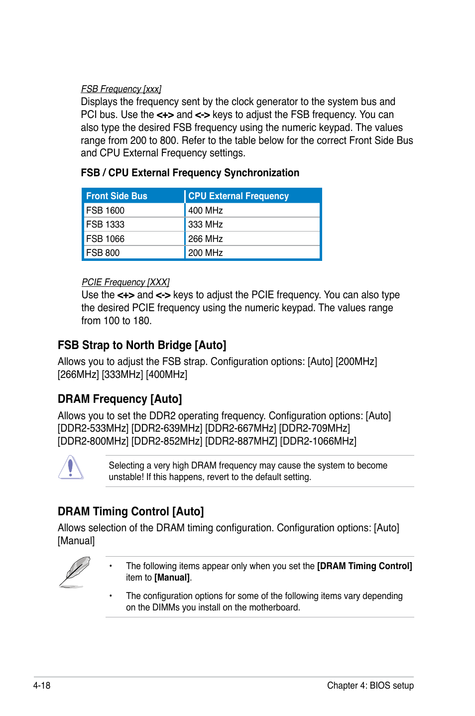 Fsb strap to north bridge [auto, Dram frequency [auto, Dram timing control [auto | Asus P5QL PRO User Manual | Page 80 / 148