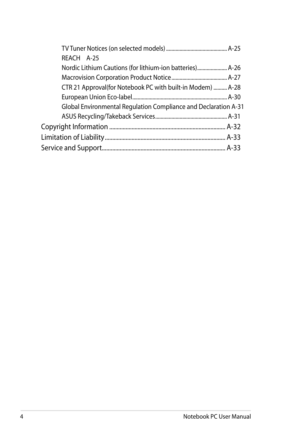 Asus X24E User Manual | Page 4 / 100