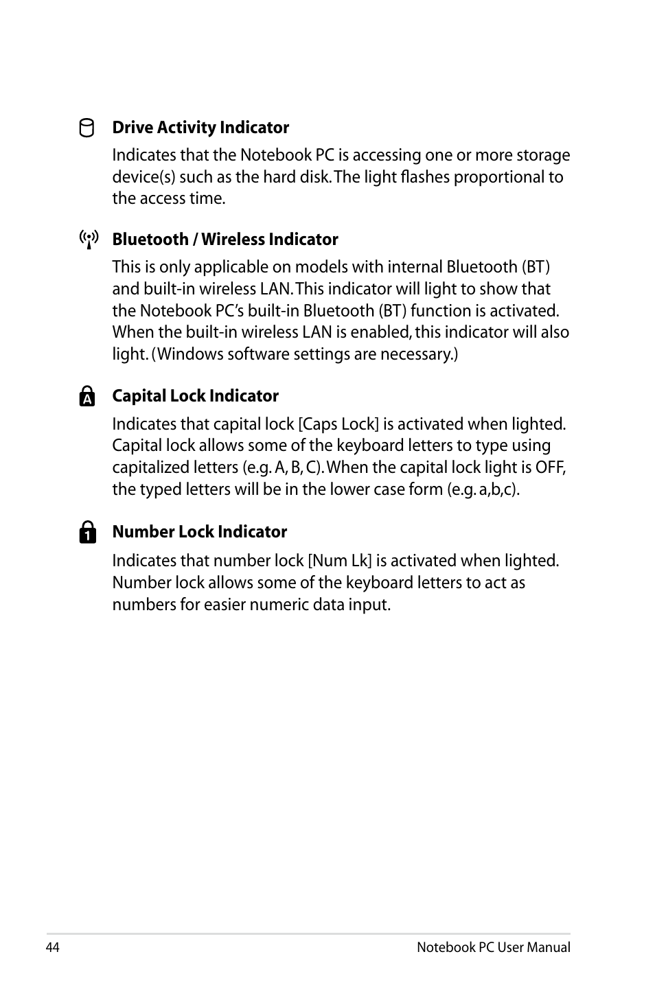 Asus X24E User Manual | Page 44 / 100