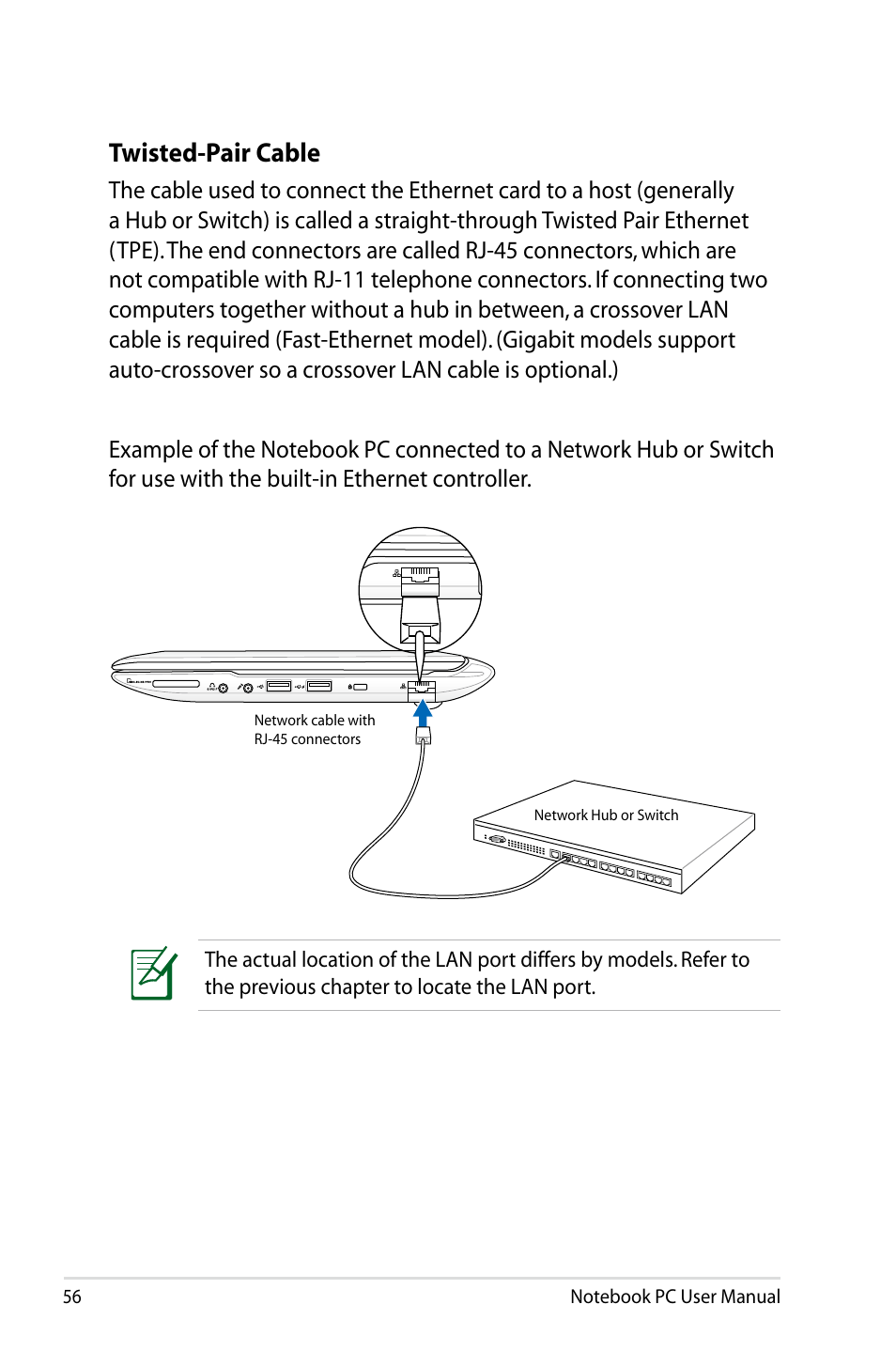 Twisted-pair cable | Asus X24E User Manual | Page 56 / 100