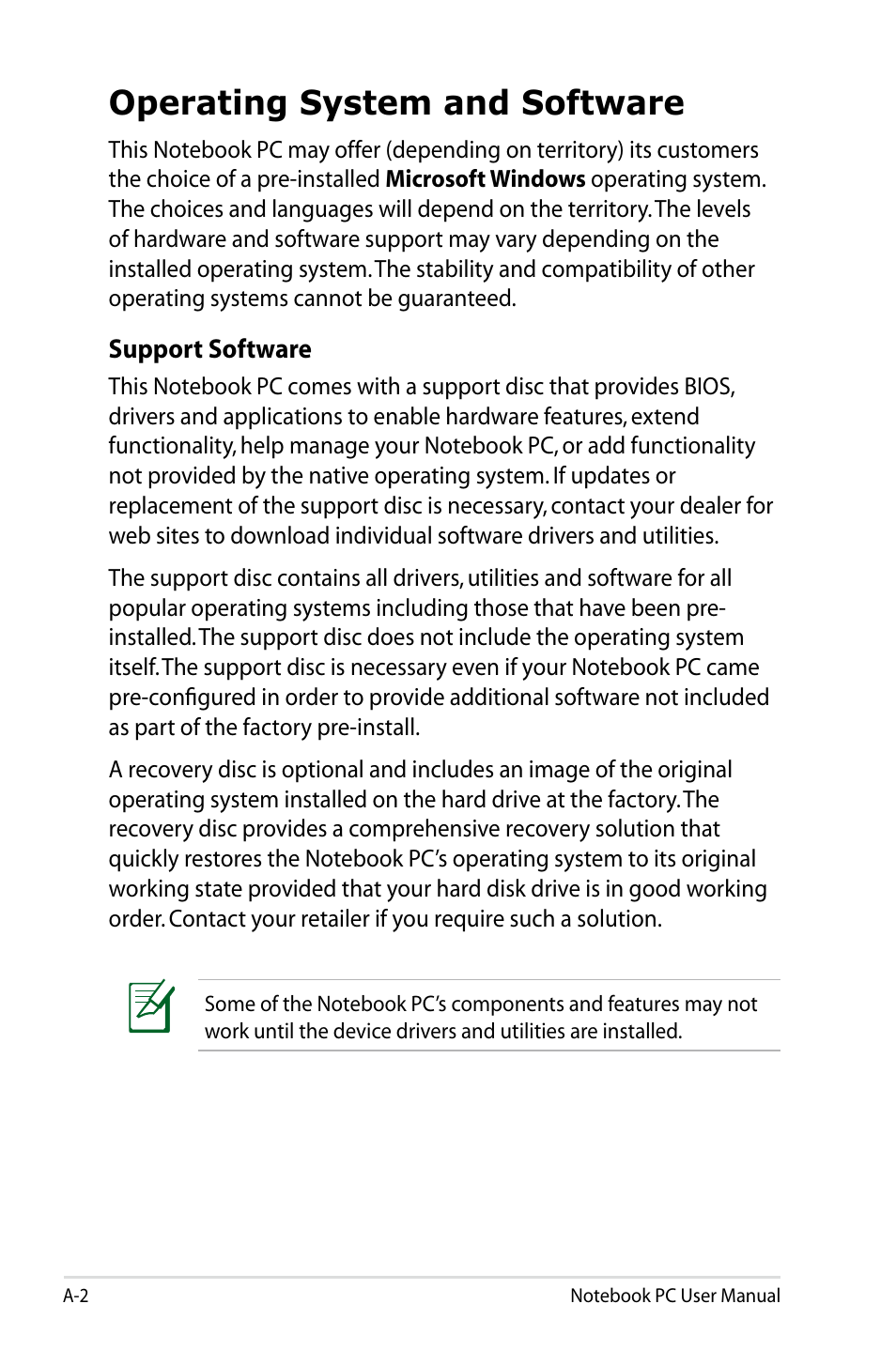 Operating system and software | Asus X24E User Manual | Page 68 / 100