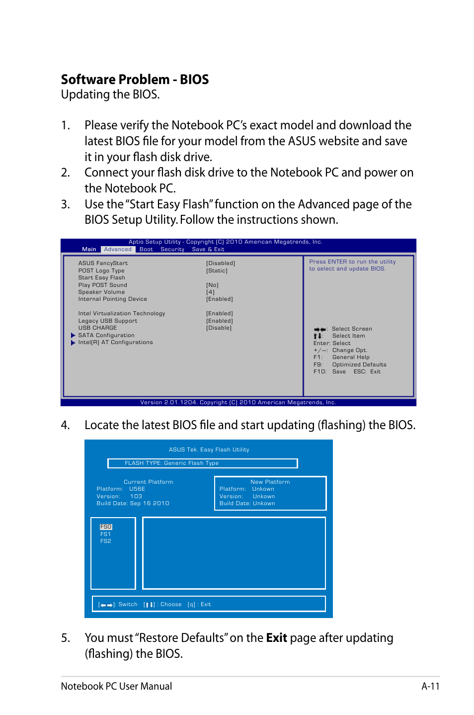 Software problem - bios | Asus X24E User Manual | Page 77 / 100