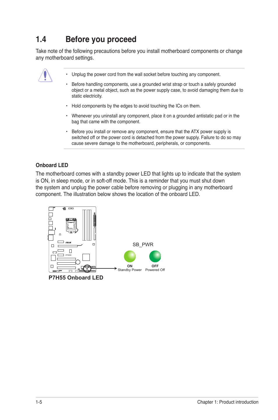 4 before you proceed, Before you proceed -5 | Asus P7H55/USB3 User Manual | Page 16 / 66