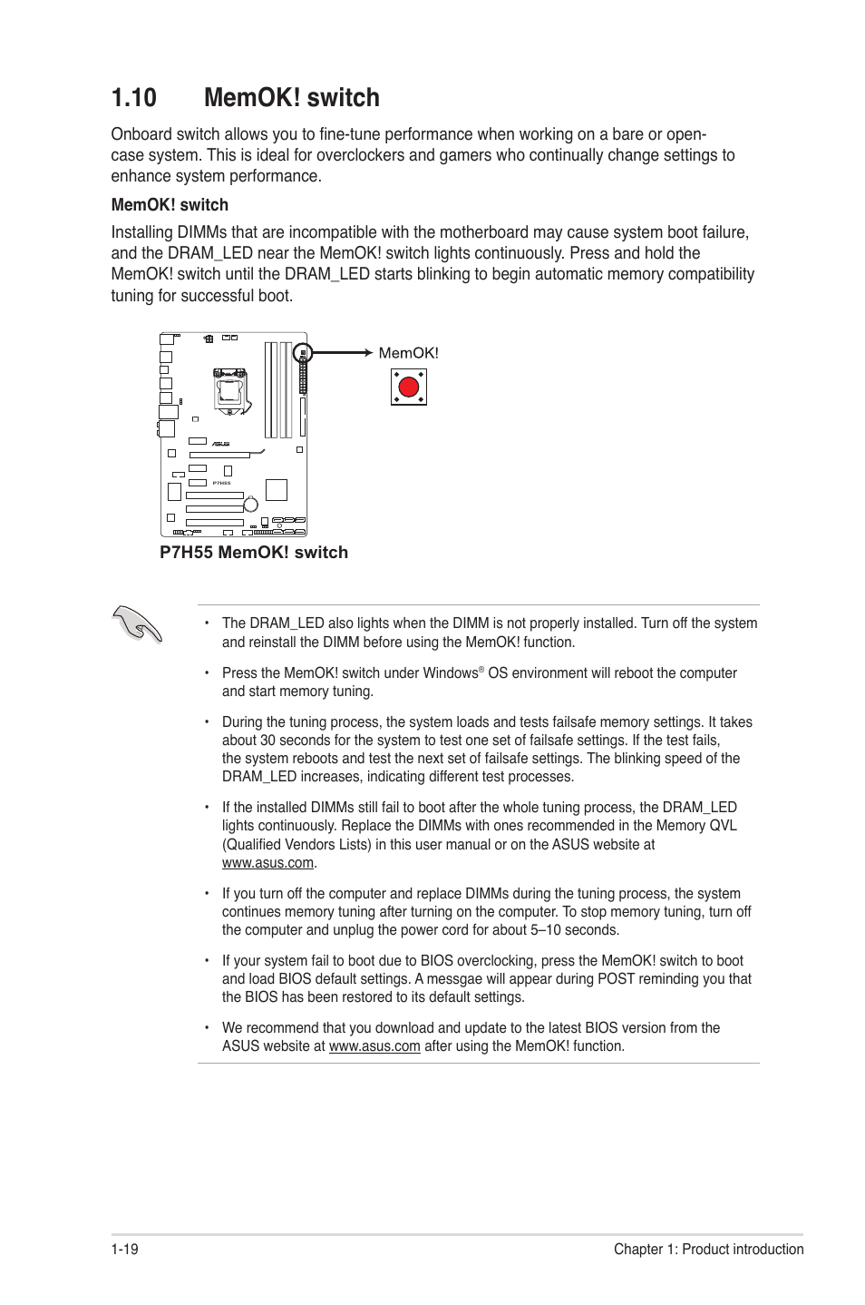 10 memok! switch, 10 memok! switch -19 | Asus P7H55/USB3 User Manual | Page 30 / 66