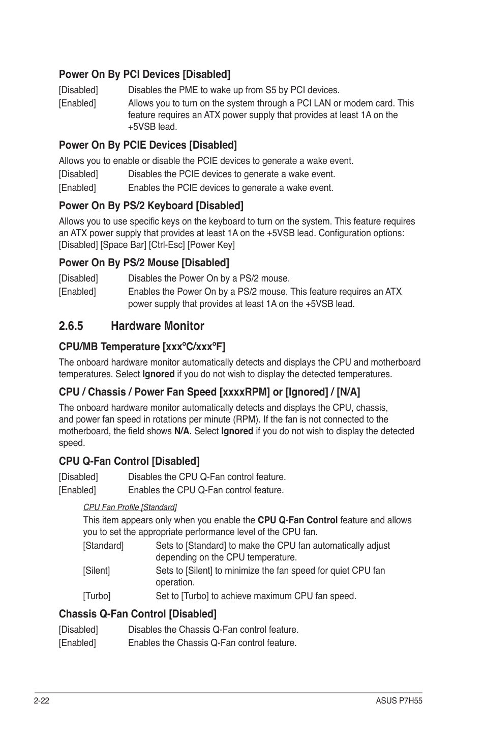 5 hardware monitor, Hardware monitor -22 | Asus P7H55/USB3 User Manual | Page 60 / 66