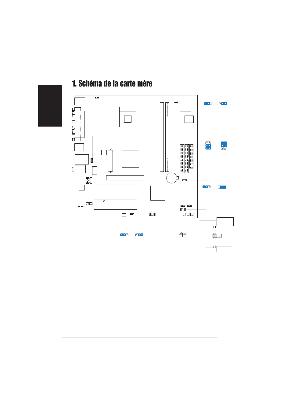 Schéma de la carte mère, Français, Carte mère asus p4s800-mx | Pci1, Pci2 pci3, F_panel1 | Asus P4S800-MX User Manual | Page 2 / 16