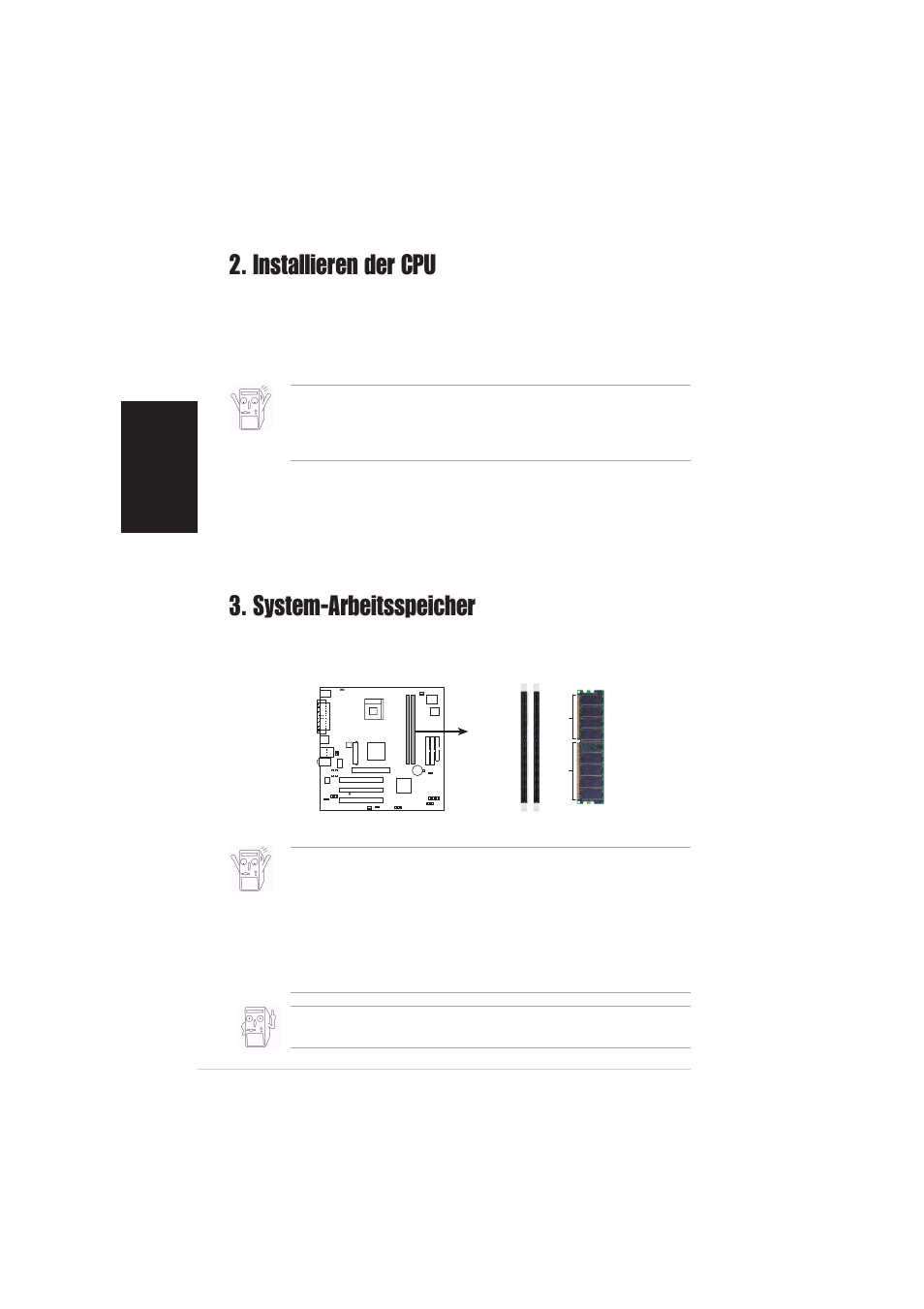 System-arbeitsspeicher, Installieren der cpu | Asus P4S800-MX User Manual | Page 6 / 16
