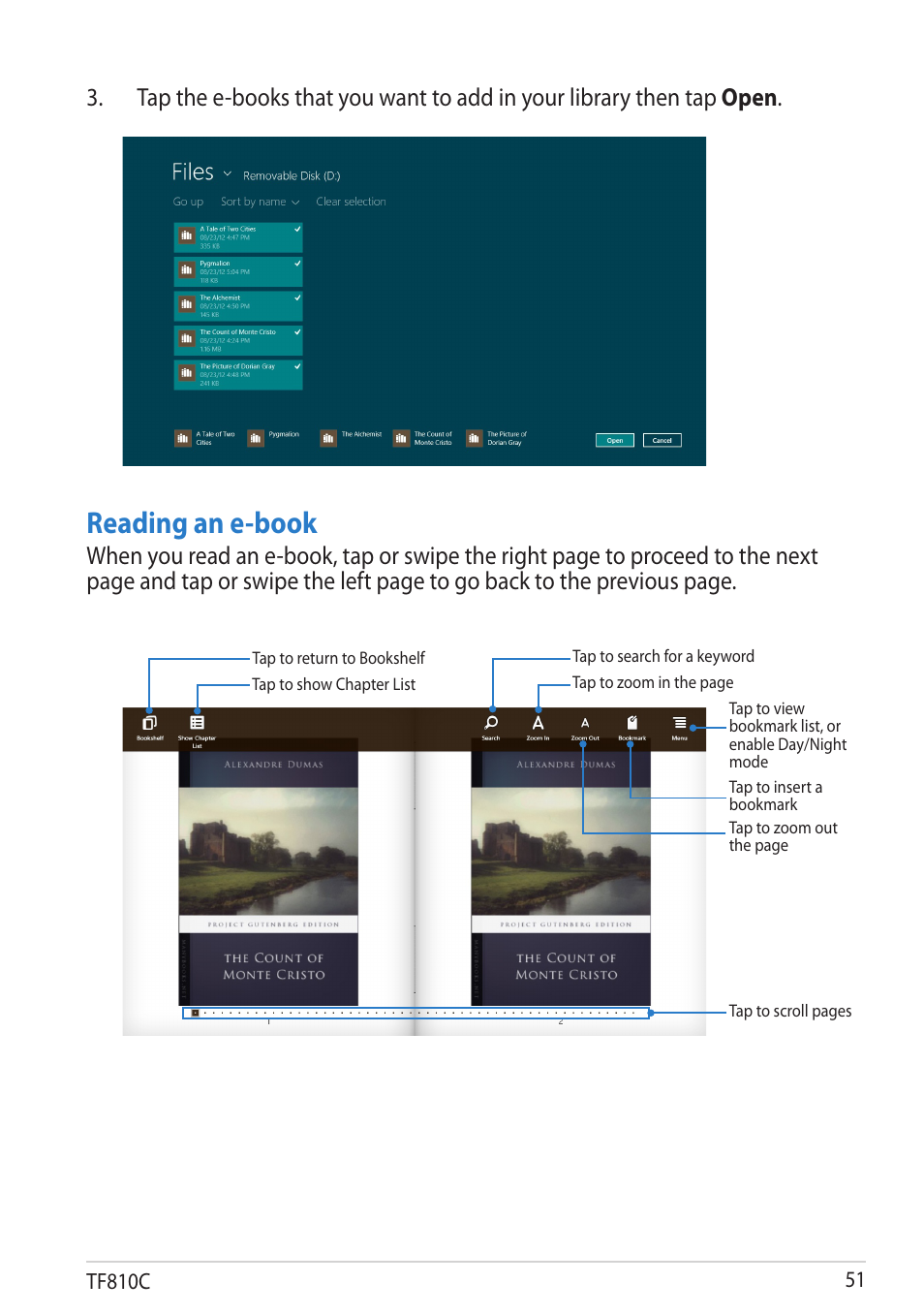 Reading an e-book | Asus VivoTab User Manual | Page 51 / 78