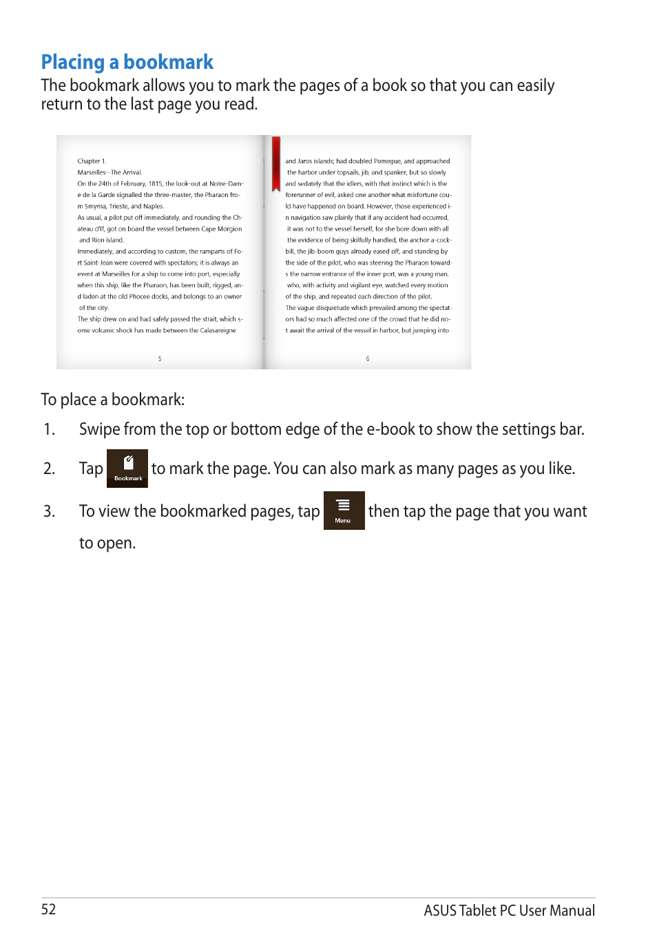 Placing a bookmark | Asus VivoTab User Manual | Page 52 / 78