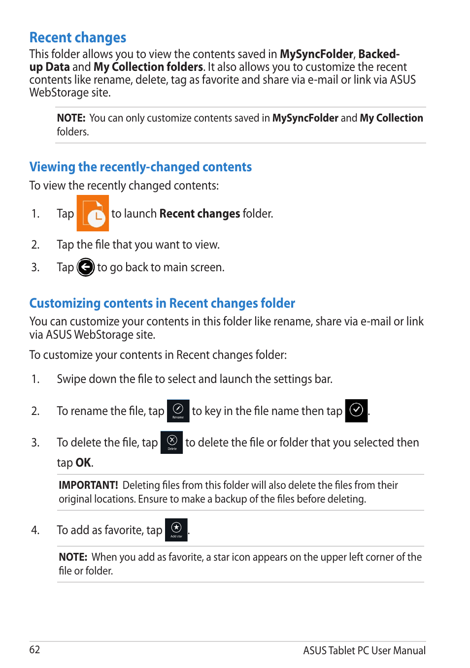 Recent changes | Asus VivoTab User Manual | Page 62 / 78