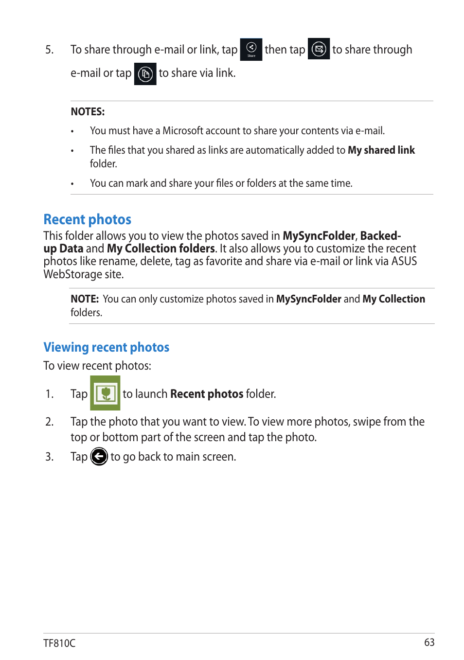 Recent photos | Asus VivoTab User Manual | Page 63 / 78