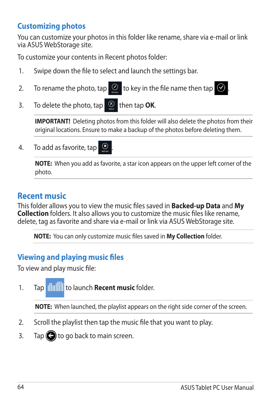 Recent music | Asus VivoTab User Manual | Page 64 / 78
