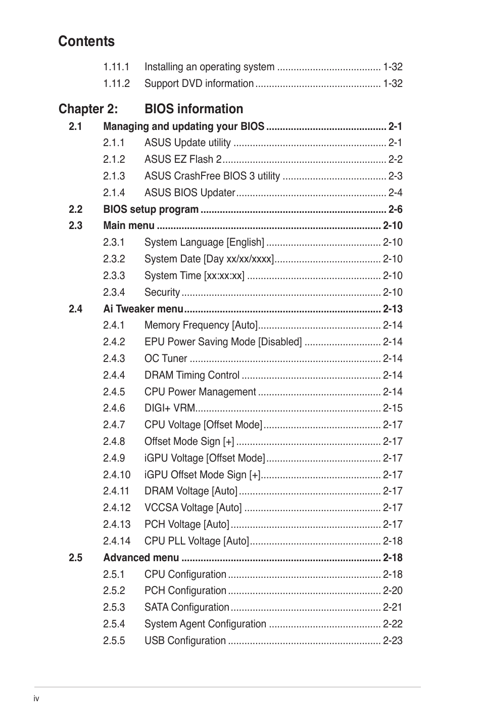 Asus P8H61-M LX R2.0 User Manual | Page 4 / 78