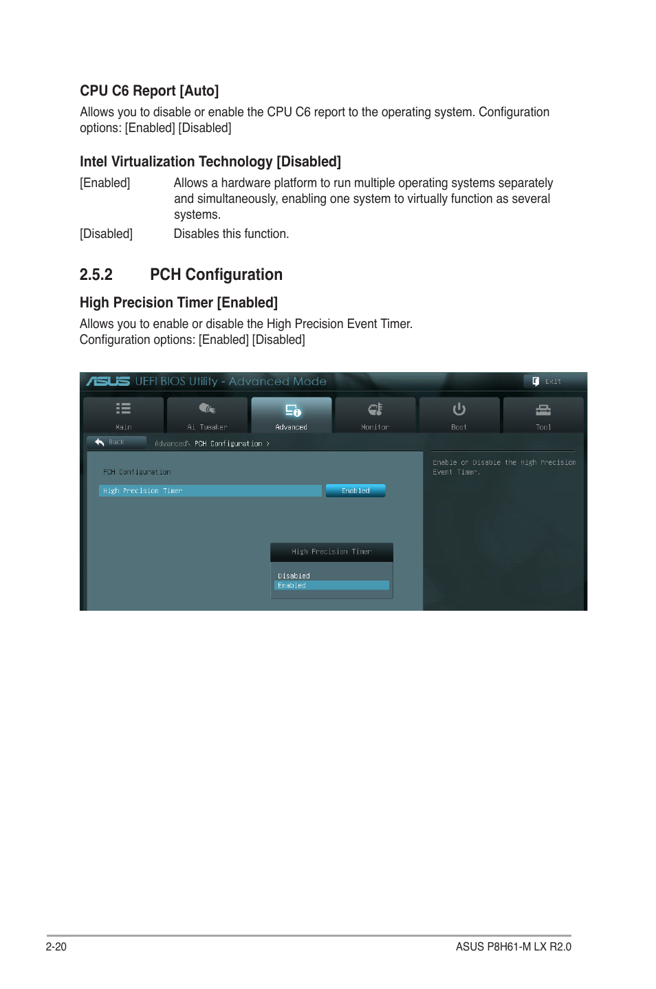 2 pch configuration, Pch configuration -20 | Asus P8H61-M LX R2.0 User Manual | Page 62 / 78