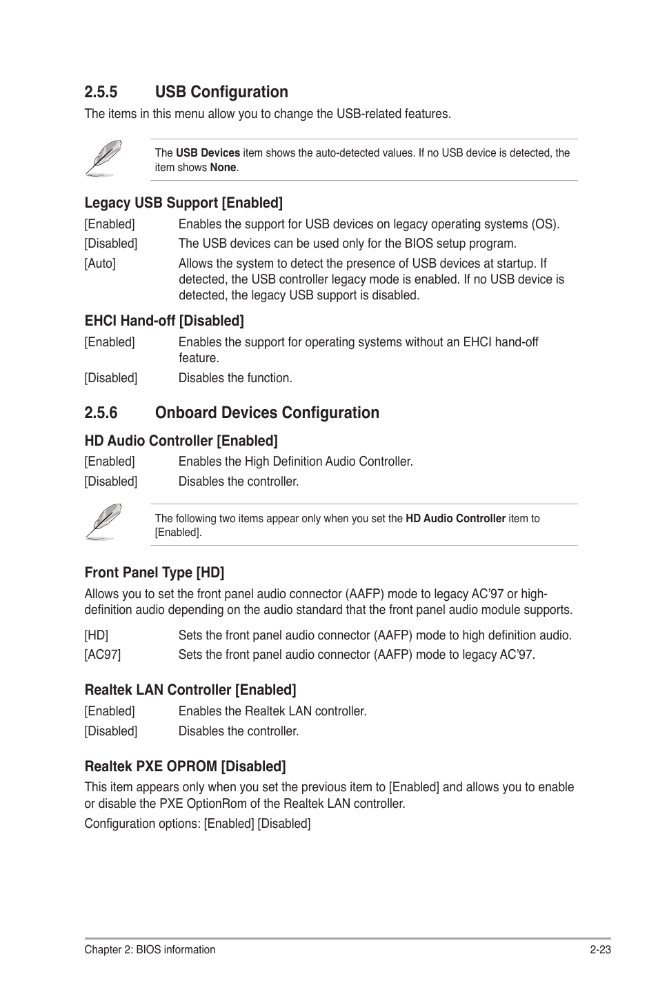 5 usb configuration, 6 onboard devices configuration, Usb configuration -23 | Onboard devices configuration -23 | Asus P8H61-M LX R2.0 User Manual | Page 65 / 78