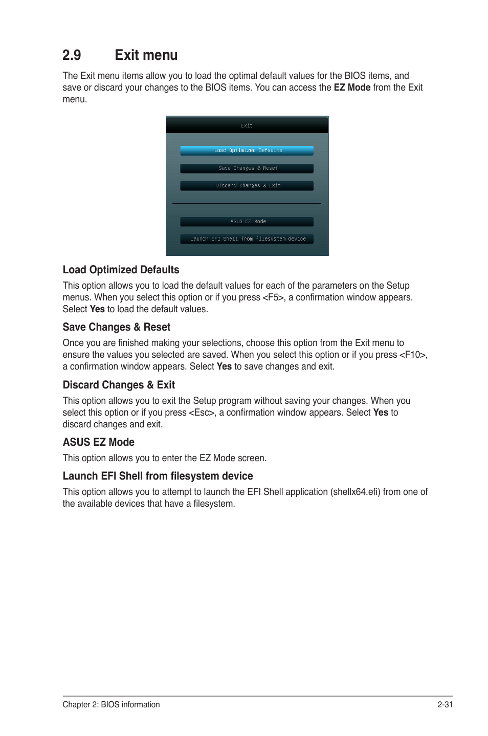 9 exit menu, Exit menu -31 | Asus P8H61-M LX R2.0 User Manual | Page 73 / 78