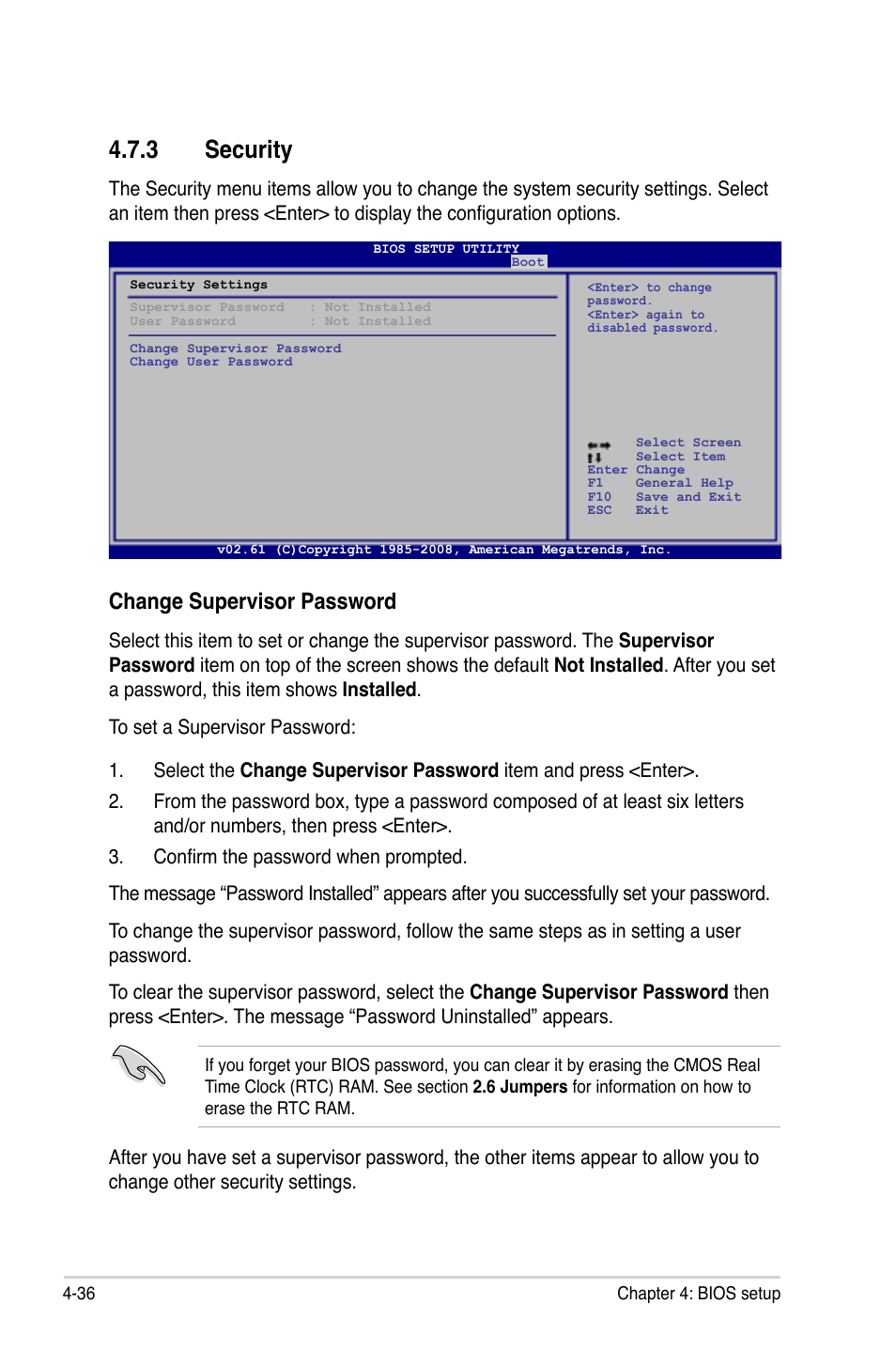 3 security, Change supervisor password | Asus P5QL-E User Manual | Page 101 / 165