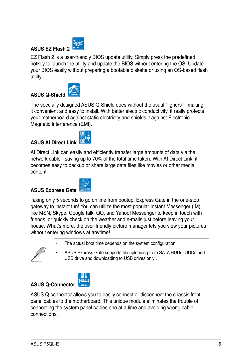 Asus P5QL-E User Manual | Page 21 / 165