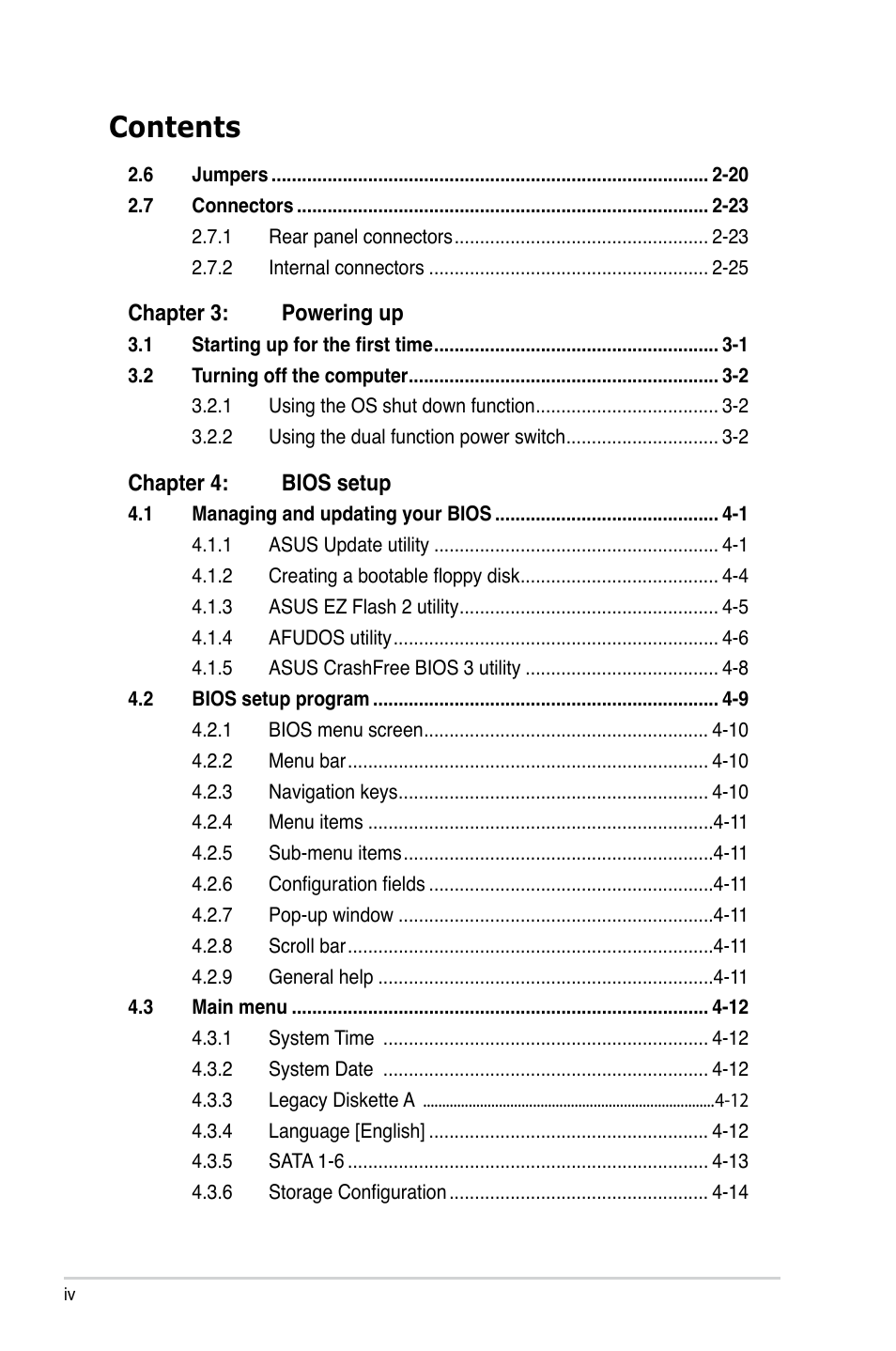 Asus P5QL-E User Manual | Page 4 / 165