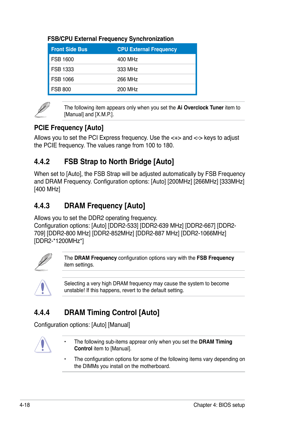 2 fsb strap to north bridge [auto, 4 dram timing control [auto, 3 dram frequency [auto | Asus P5QL-E User Manual | Page 83 / 165