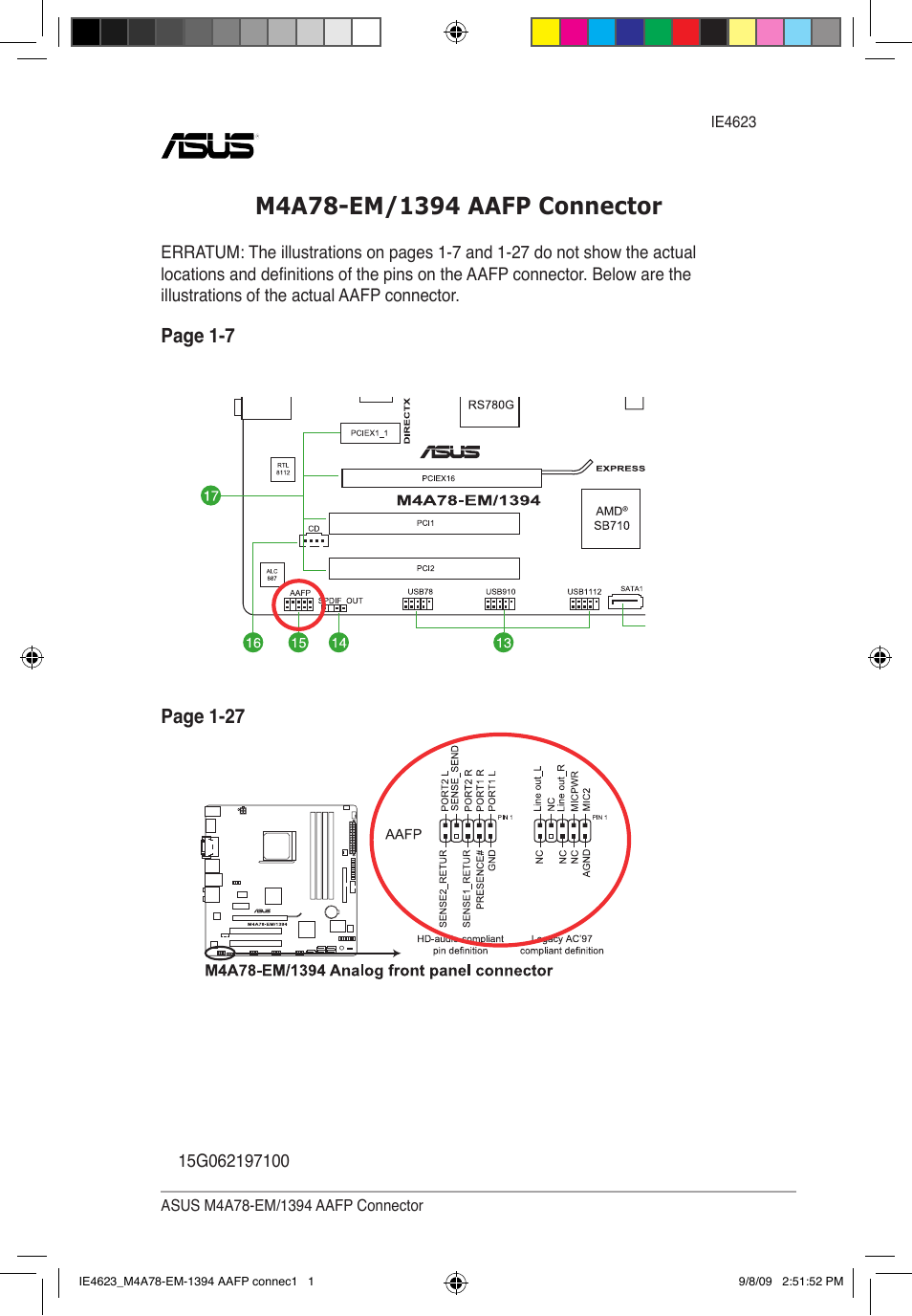 Asus M4A78-EM/1394 User Manual | 1 page