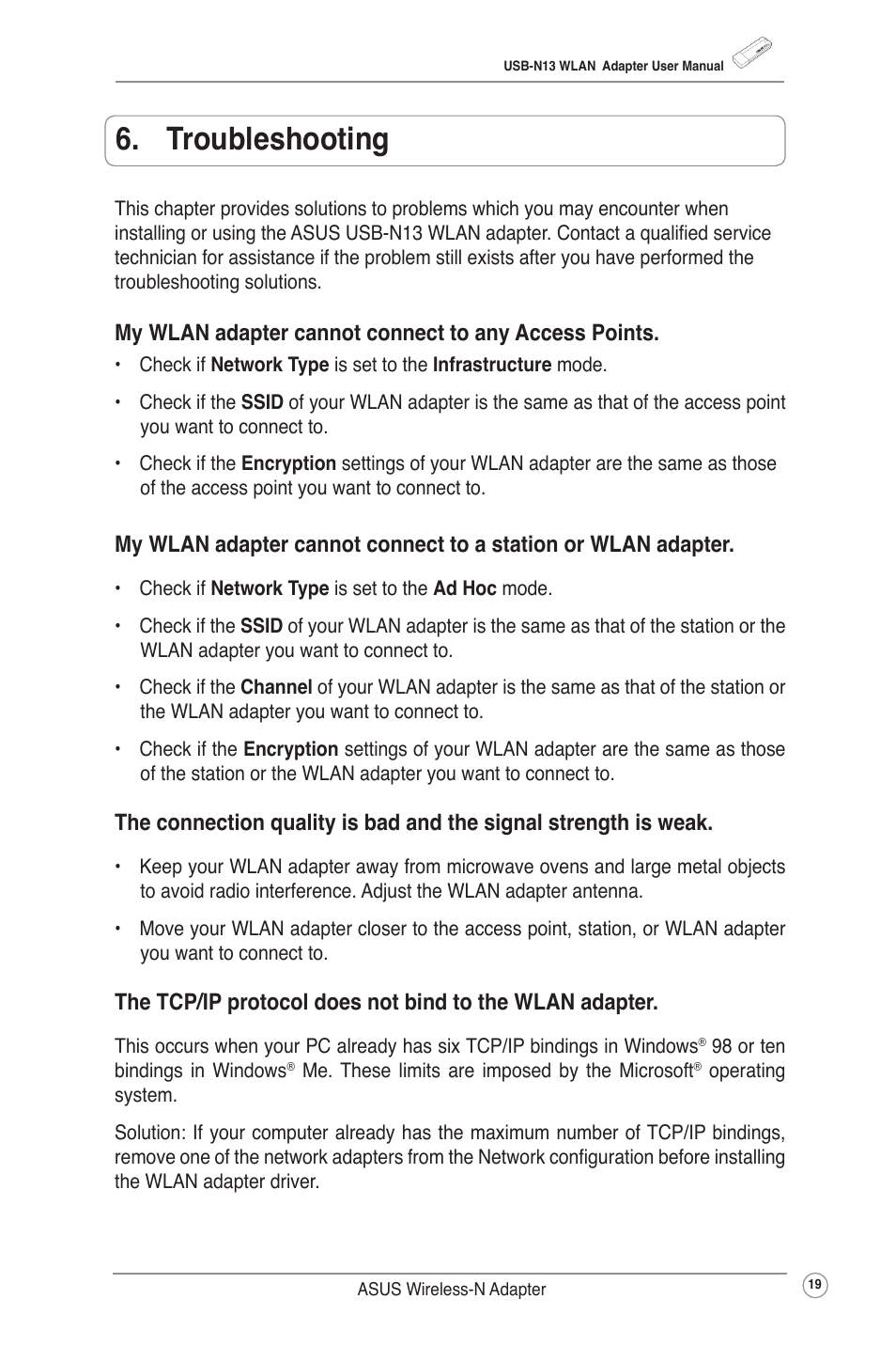 Troubleshooting | Asus USB-N13 (VER.B1) User Manual | Page 22 / 32