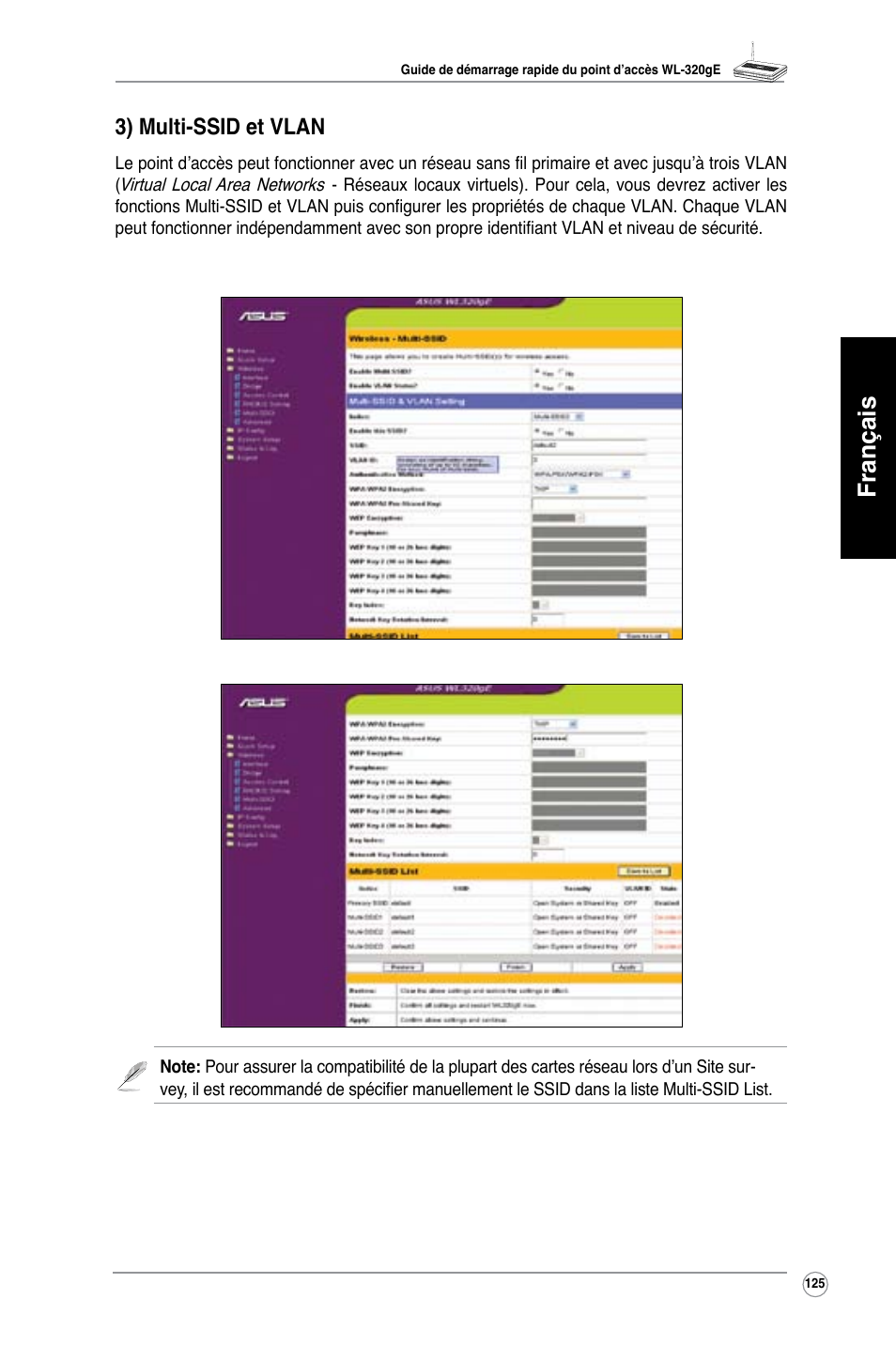 Français, 3) multi-ssid et vlan | Asus WL-320gE User Manual | Page 126 / 361