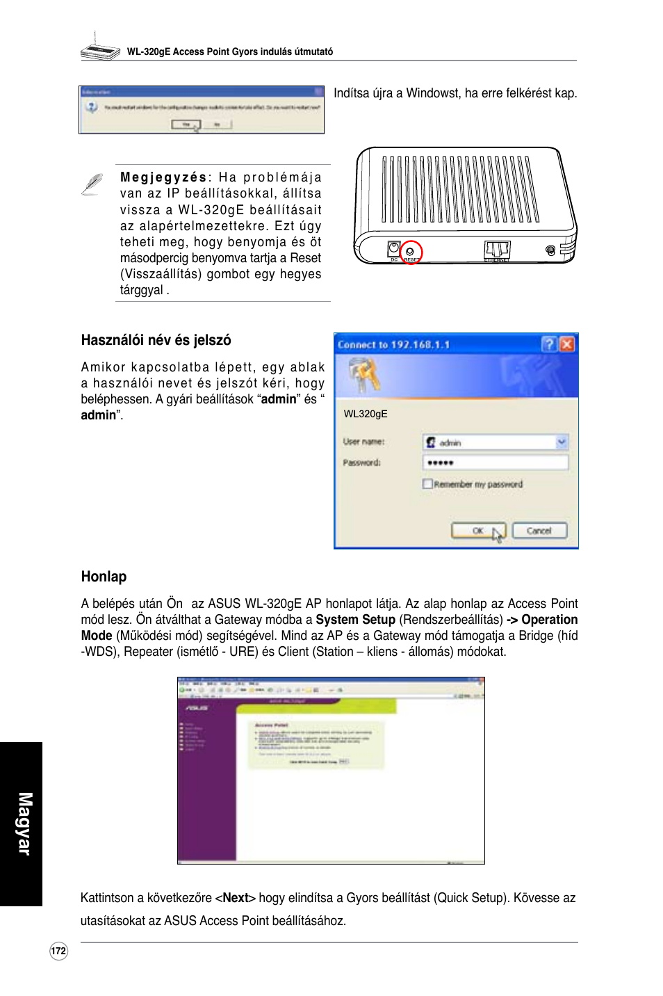 Magyar | Asus WL-320gE User Manual | Page 173 / 361