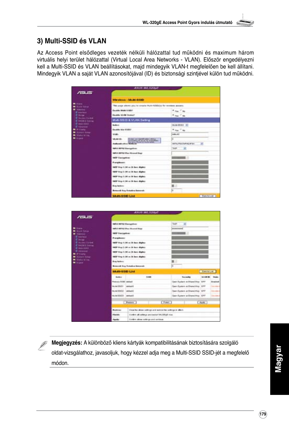 Magyar, 3) multi-ssid és vlan | Asus WL-320gE User Manual | Page 180 / 361