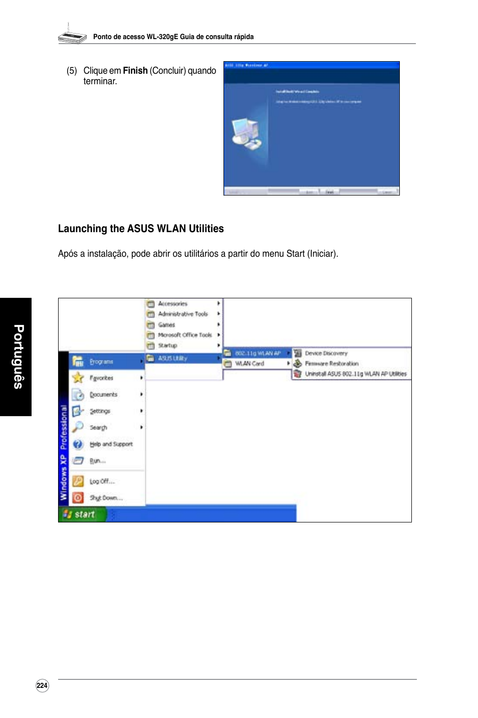 Português | Asus WL-320gE User Manual | Page 225 / 361