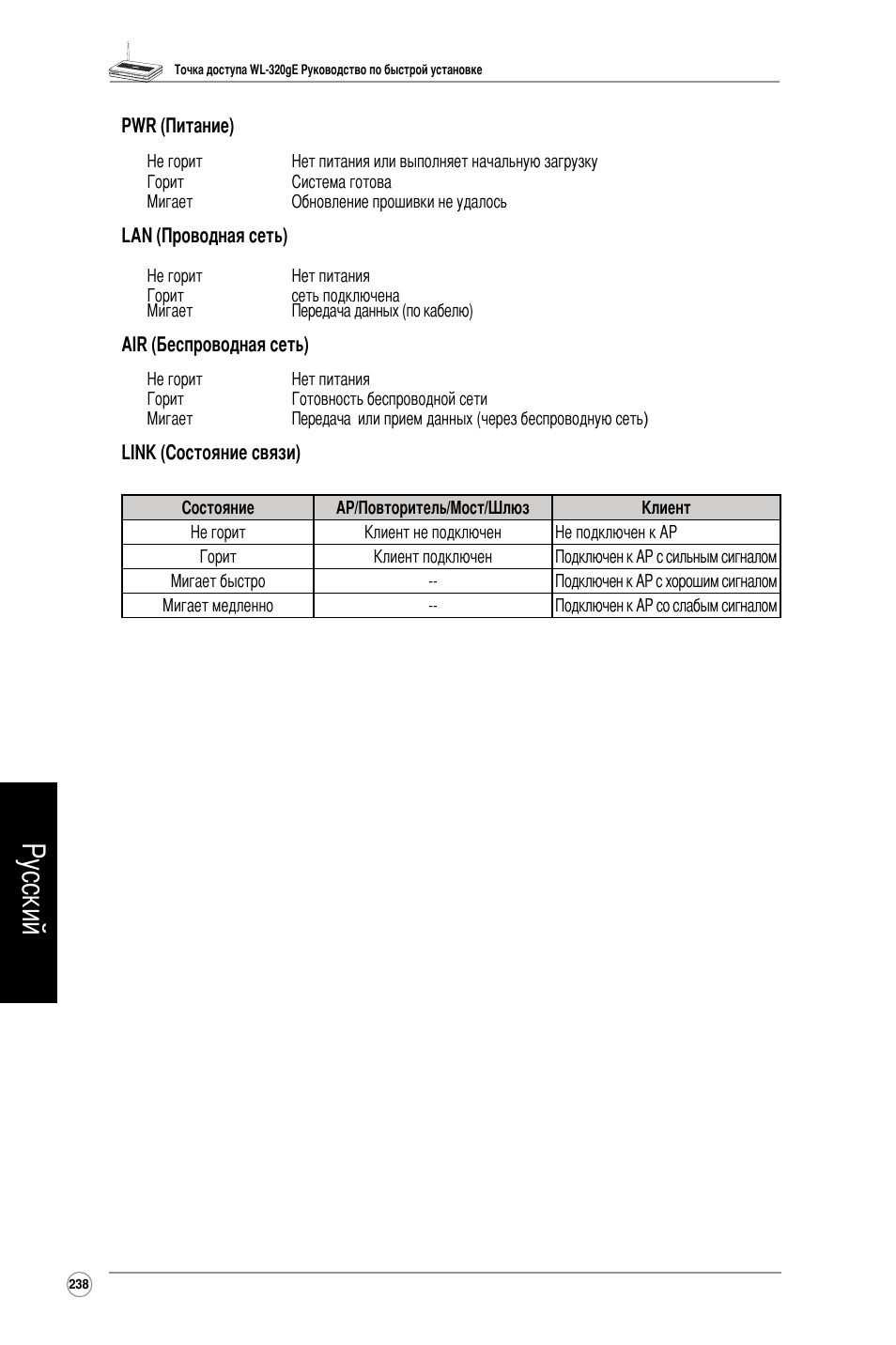 Русский | Asus WL-320gE User Manual | Page 239 / 361