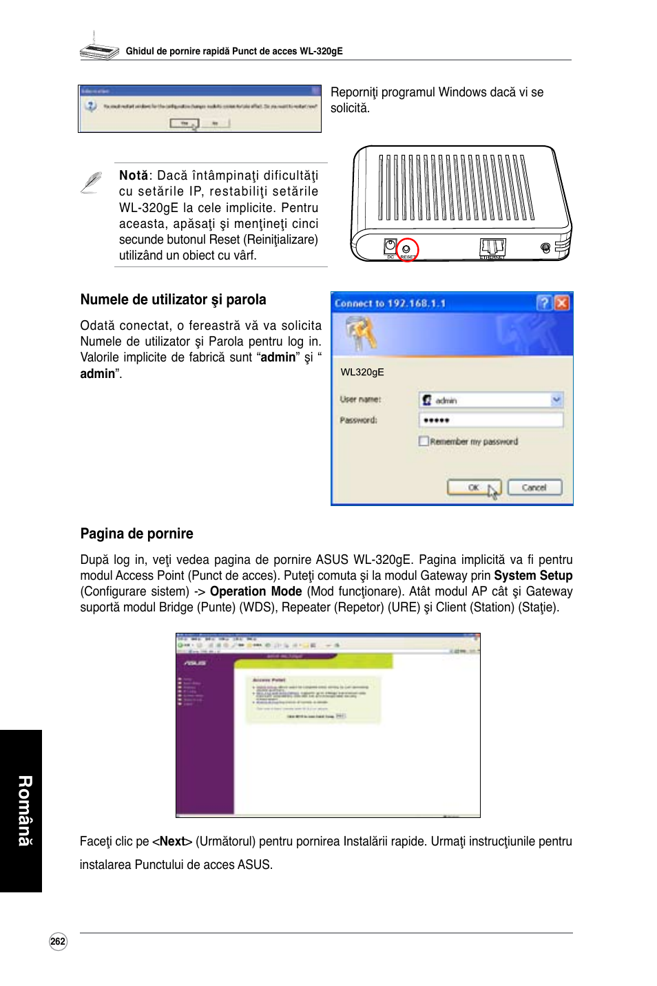 Română | Asus WL-320gE User Manual | Page 263 / 361