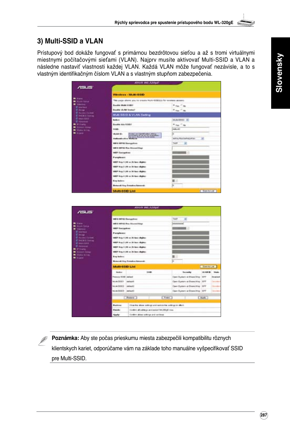 Slovensky, 3) multi-ssid a vlan | Asus WL-320gE User Manual | Page 288 / 361