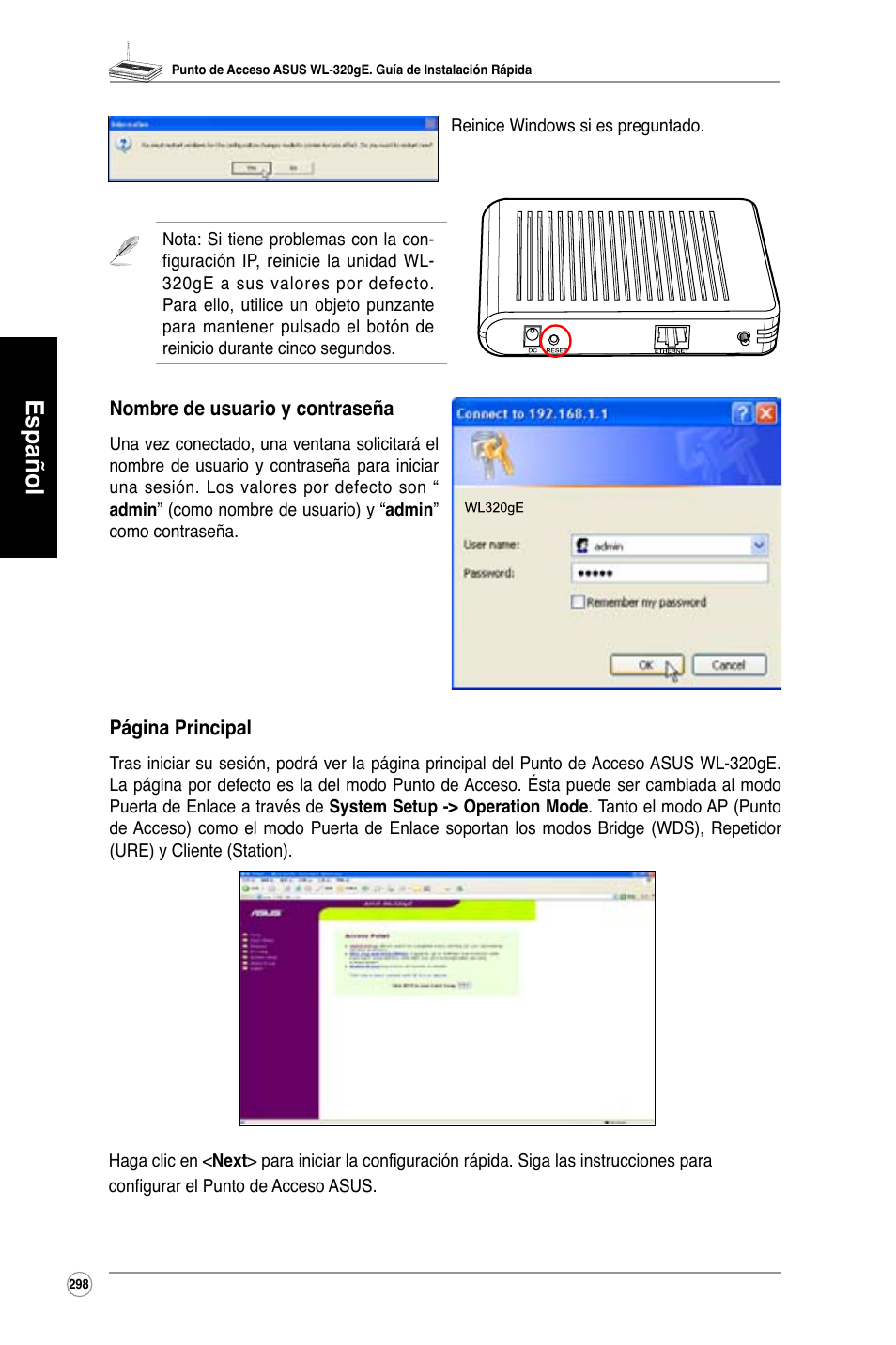 Español | Asus WL-320gE User Manual | Page 299 / 361