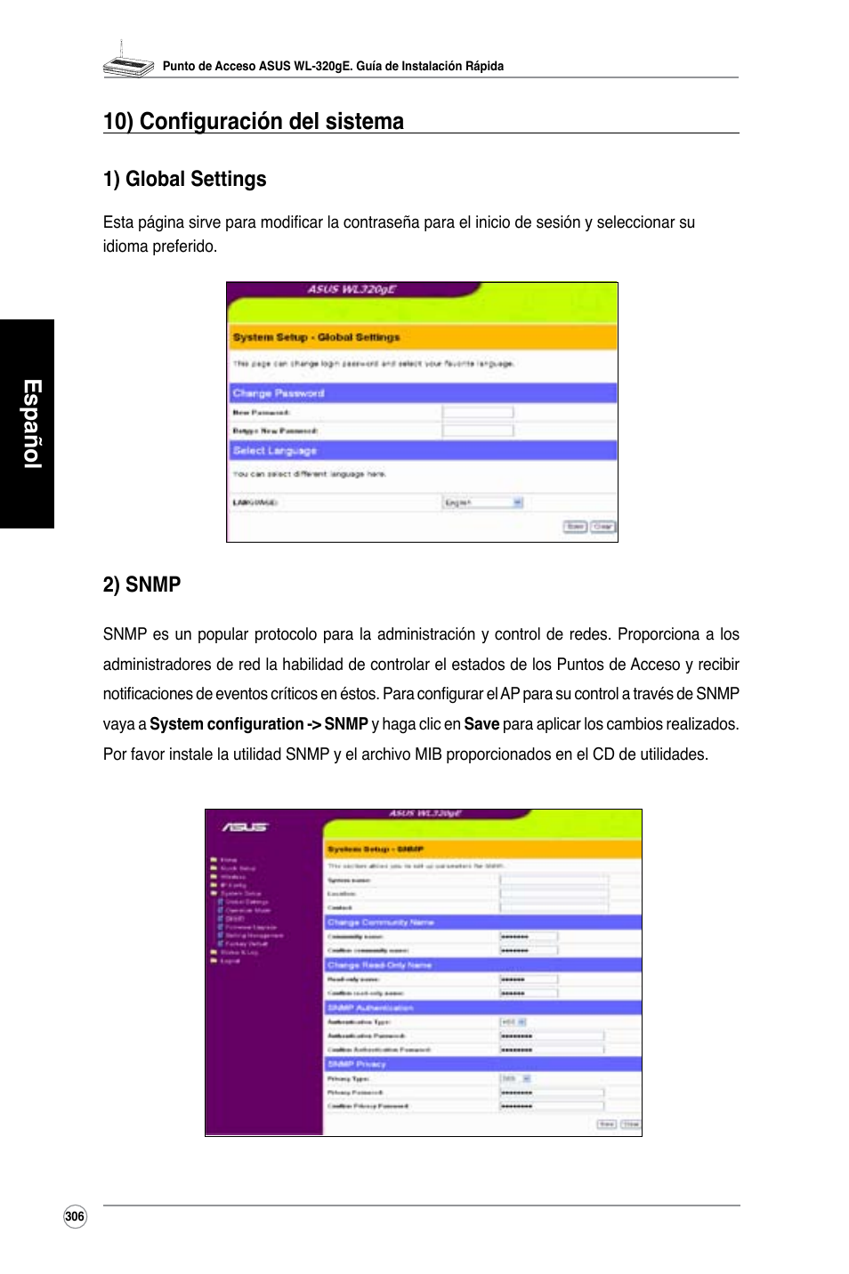 Español 10) configuración del sistema | Asus WL-320gE User Manual | Page 307 / 361