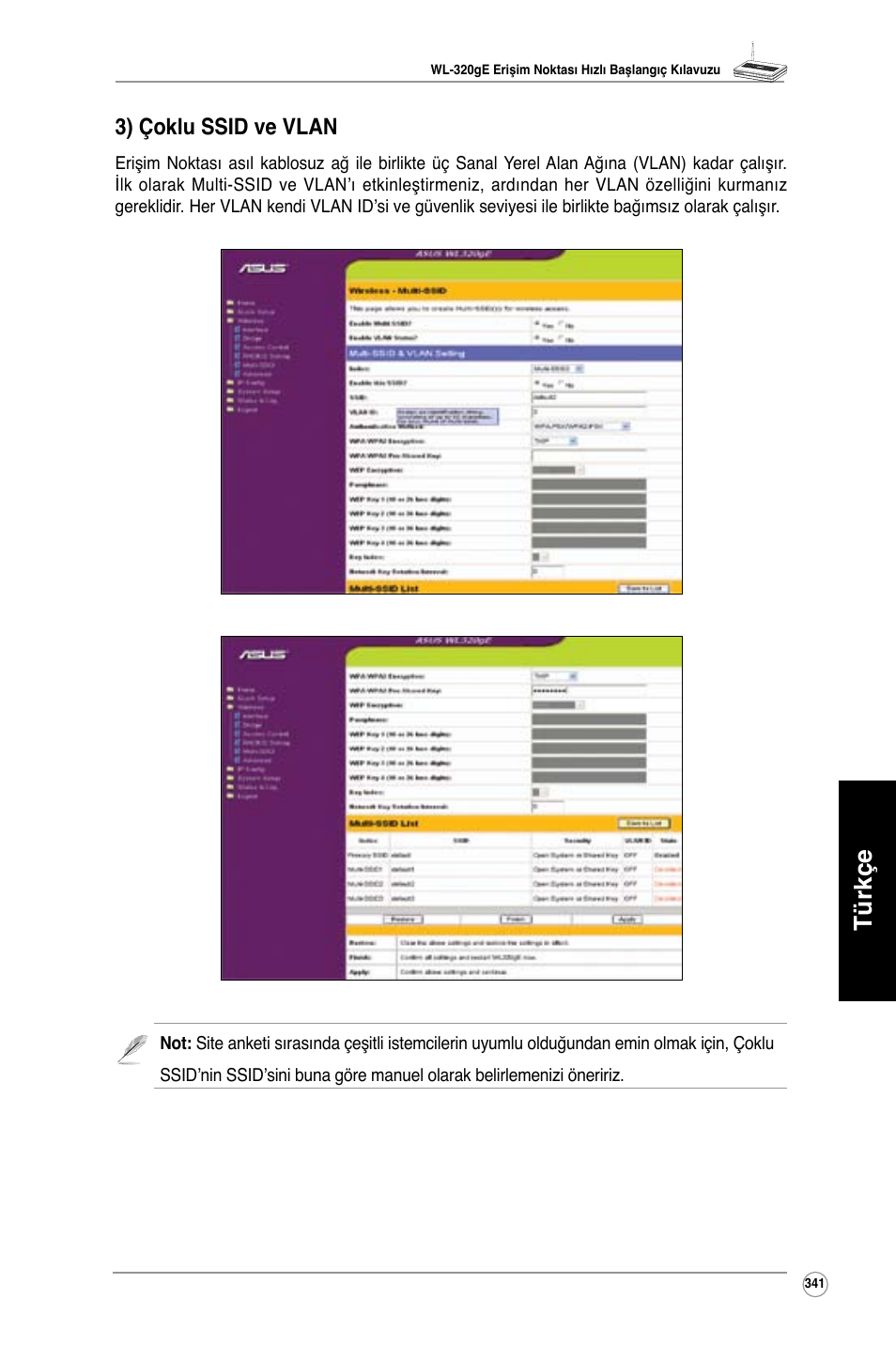 Türkçe, 3) çoklu ssid ve vlan | Asus WL-320gE User Manual | Page 342 / 361