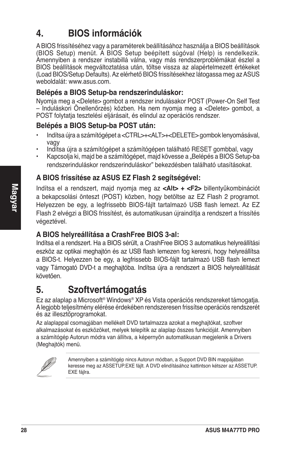 Bios információk, Szoftvertámogatás, Magyar | Asus M4A77TD PRO/U3S6 User Manual | Page 28 / 38