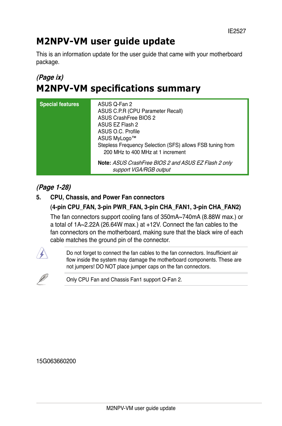 Asus M2NPV-VM User Manual | 1 page