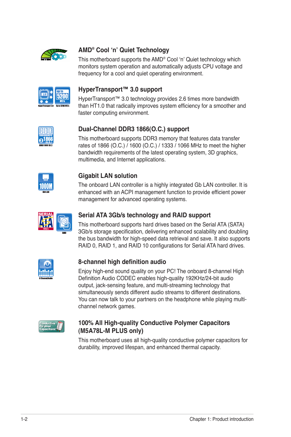Asus M5A78L-M PLUS User Manual | Page 12 / 64
