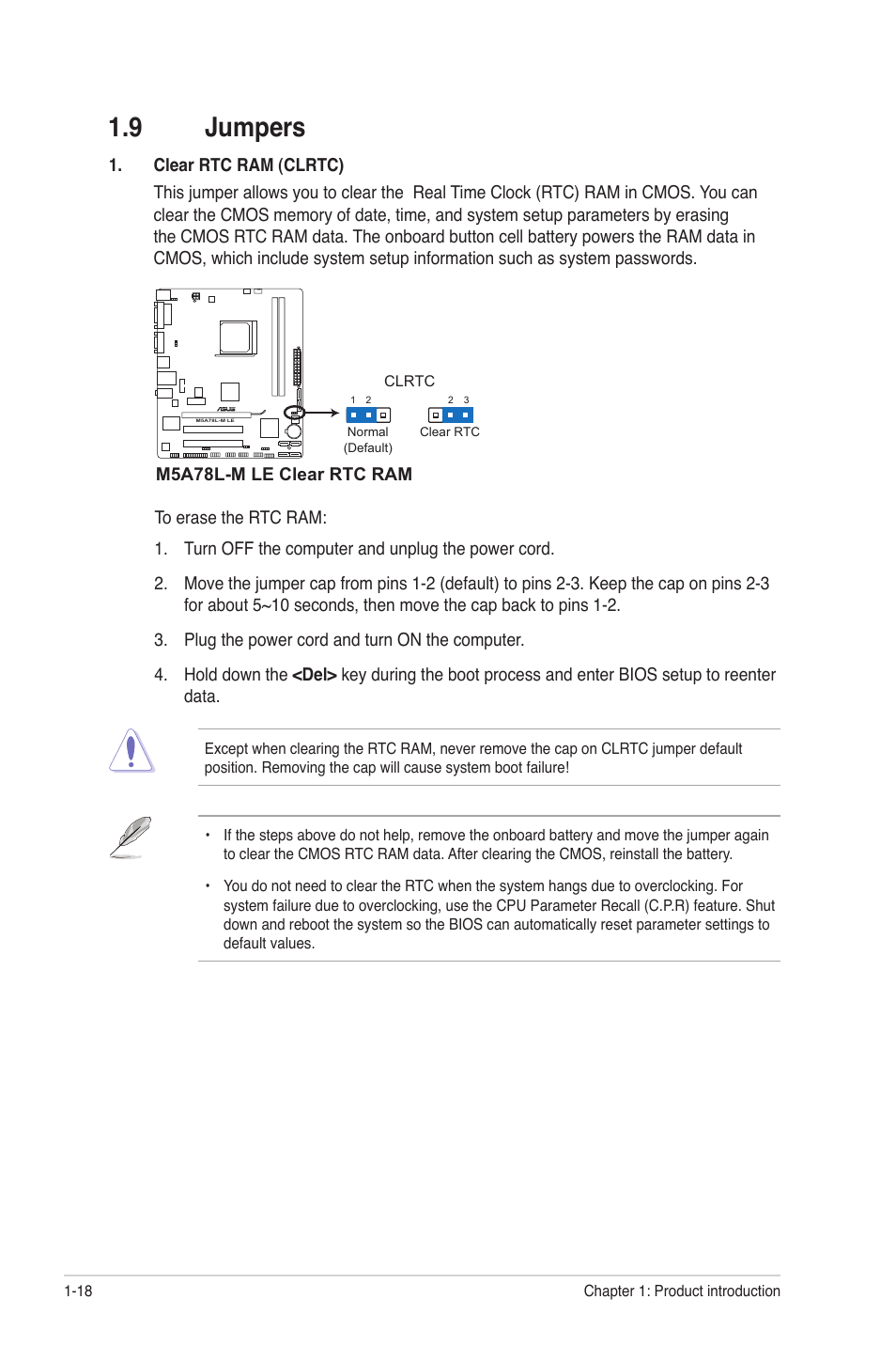 9 jumpers, Jumpers -18 | Asus M5A78L-M PLUS User Manual | Page 28 / 64