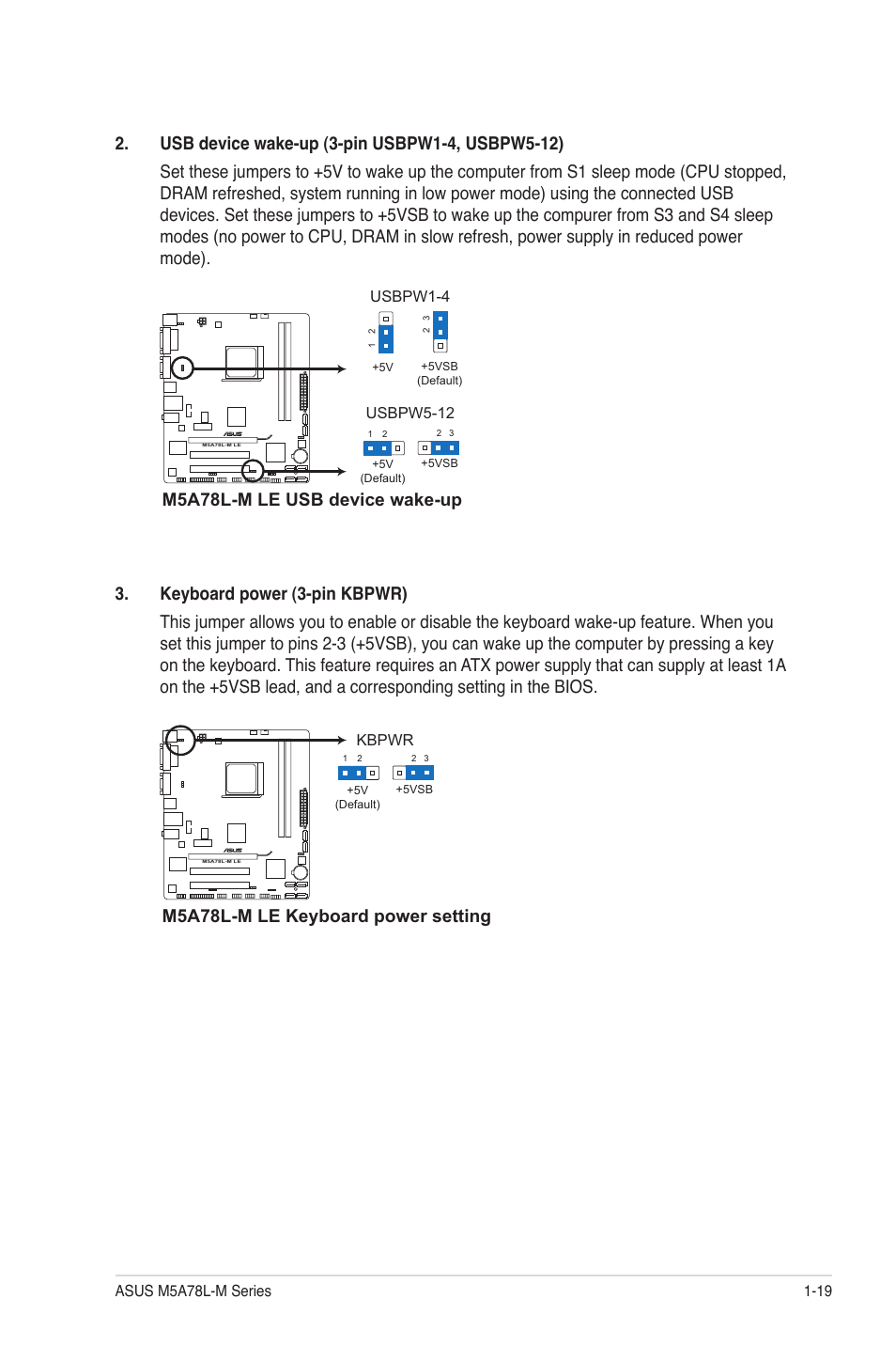 M5a78l-m le usb device wake-up, M5a78l-m le keyboard power setting | Asus M5A78L-M PLUS User Manual | Page 29 / 64